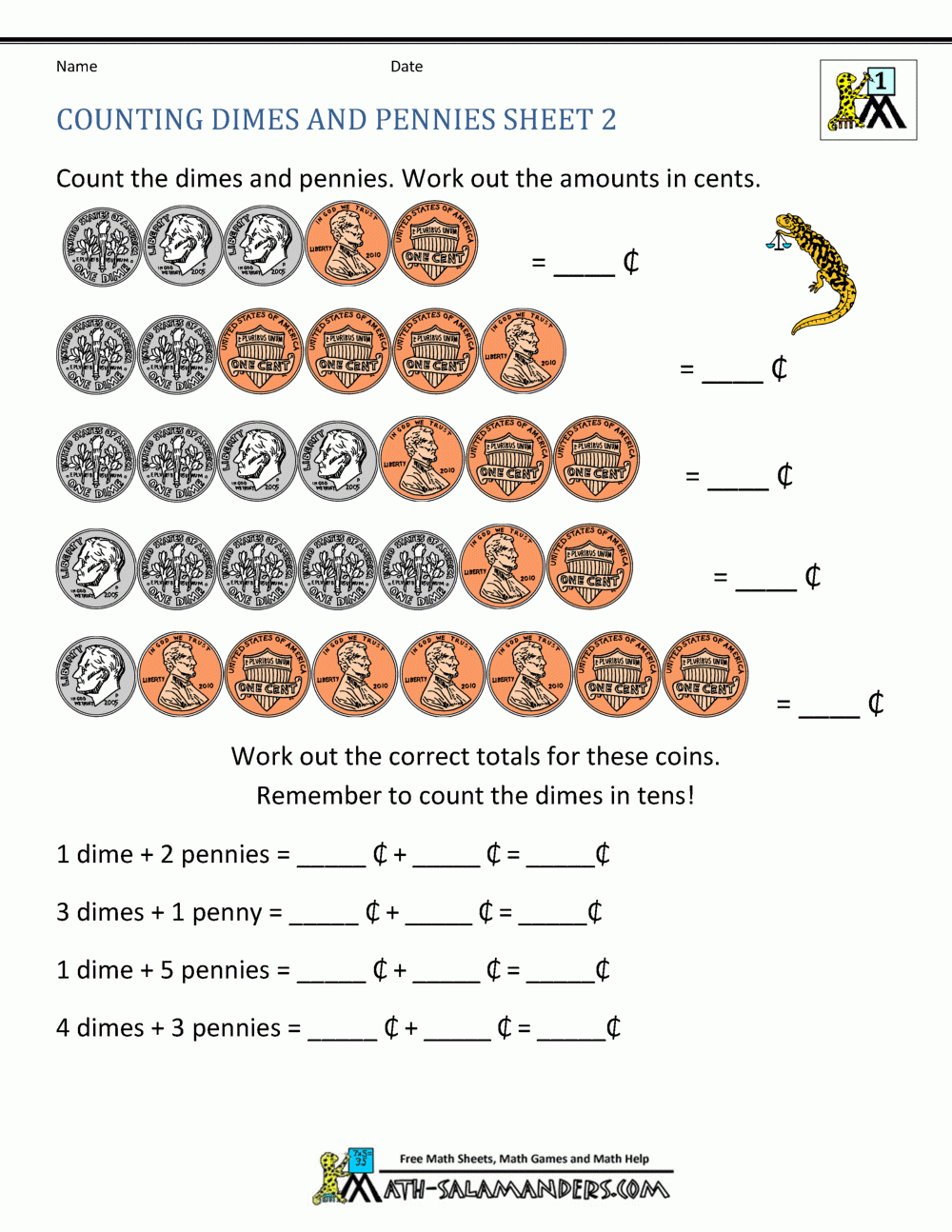 Counting Money Worksheets 1st Grade