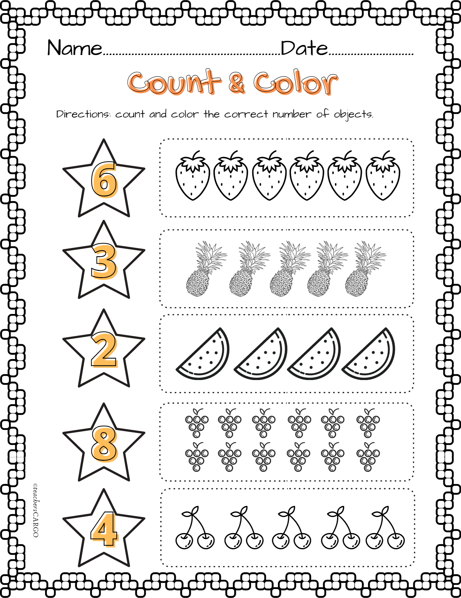 Counting Objects To 10 Count And Color Objects For Kindergarten Made By Teachers Counting Objects To 10 Count And Color Objects For Kindergarten Made By Teachers