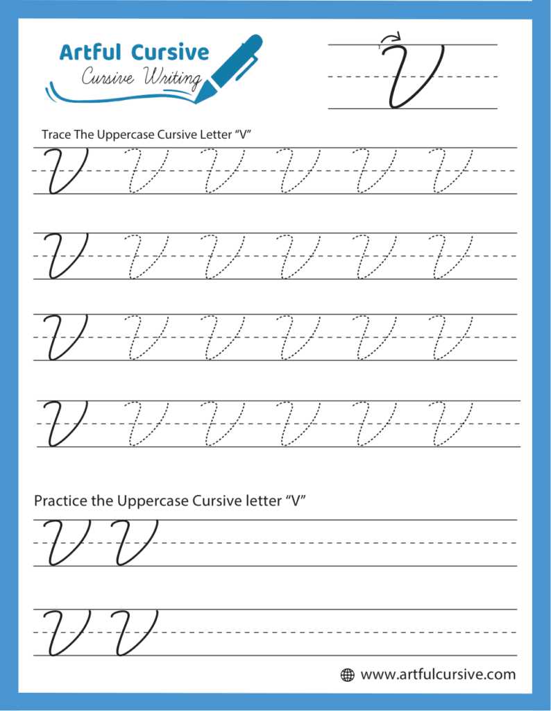 Cursive Alphabet Letter V Worksheet