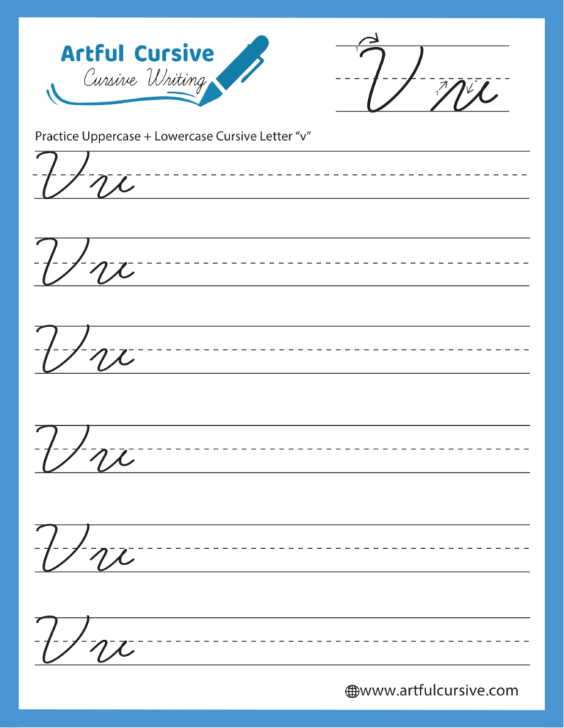 Cursive Alphabet Letter V Worksheet