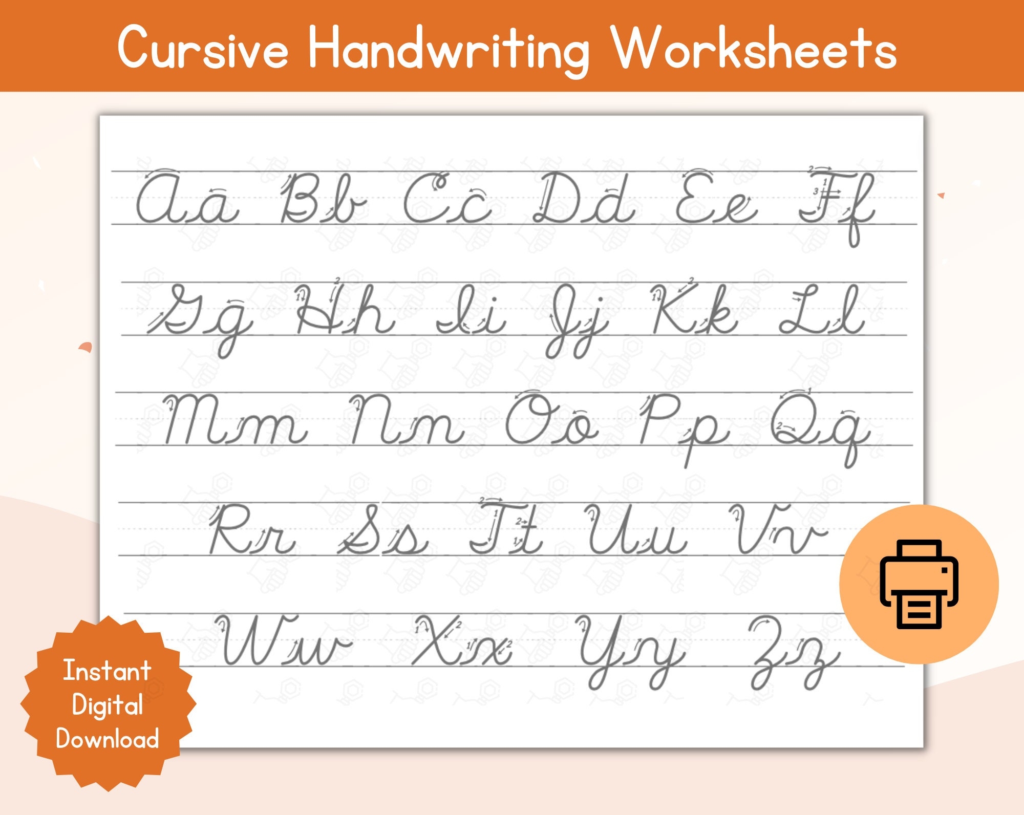 Cursive Alphabet Printable Worksheet