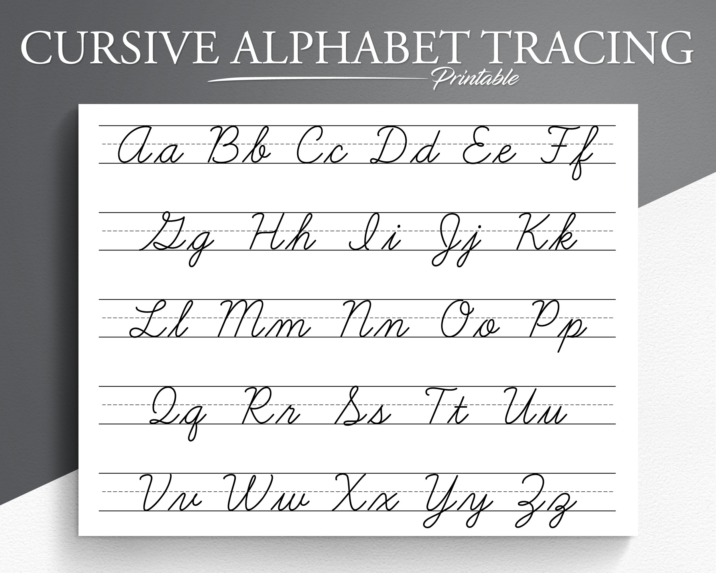 Cursive Alphabet Tracing Worksheet Printable Trace The Cursive Alphabet Cursive Practice Letter Tracing Tracing Worksheets Etsy Norway