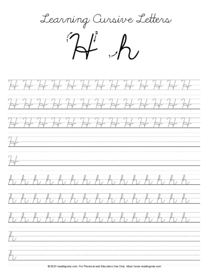 how to write the letter h in cursive how to write the letter h in cursive