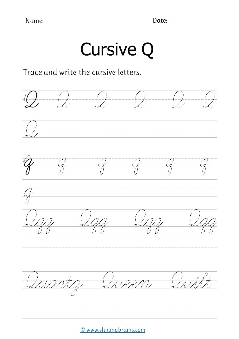 cursive of letter q