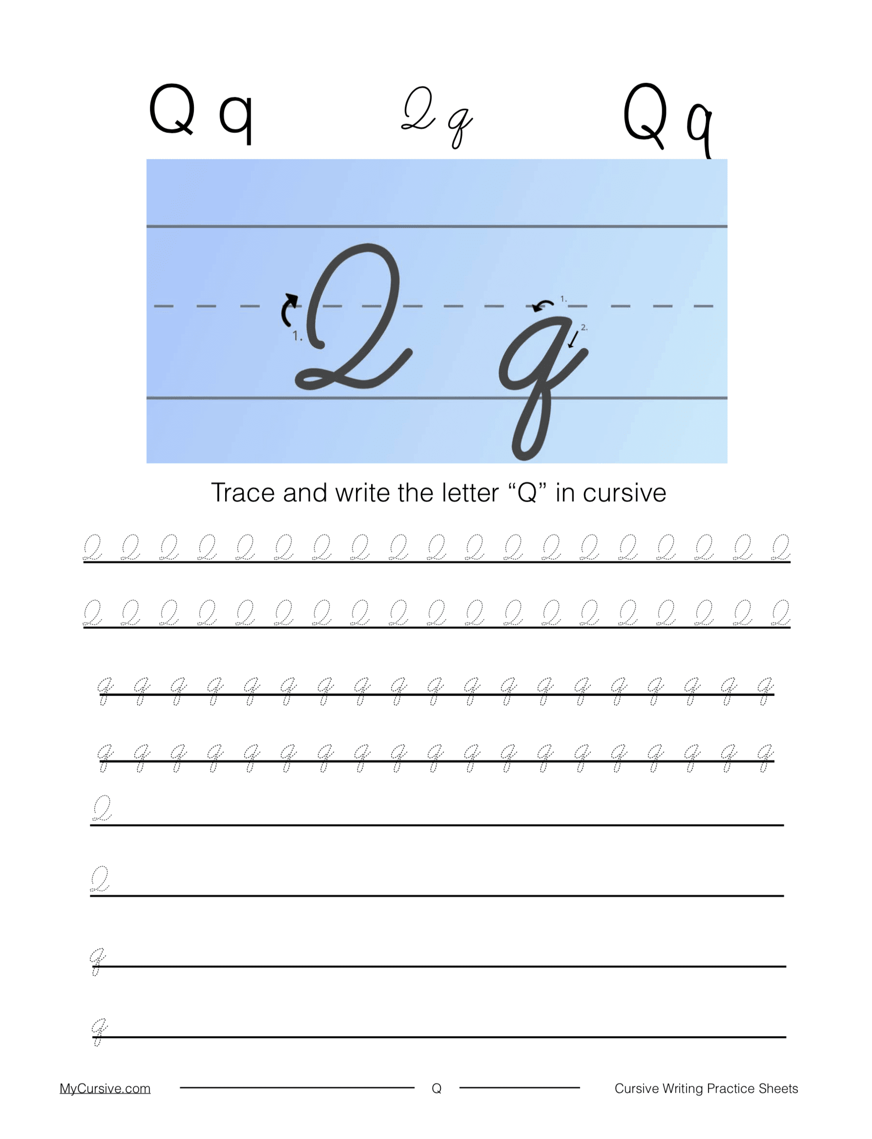 How To Write A Cursive Q