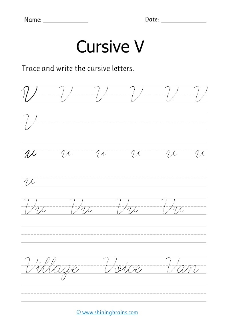 lower case v in cursive