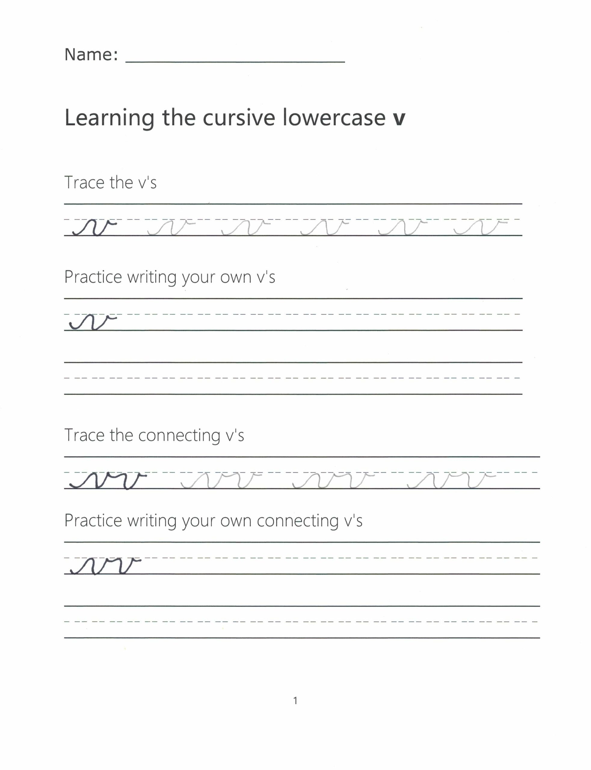Cursive V How To Write A Lowercase V In Cursive