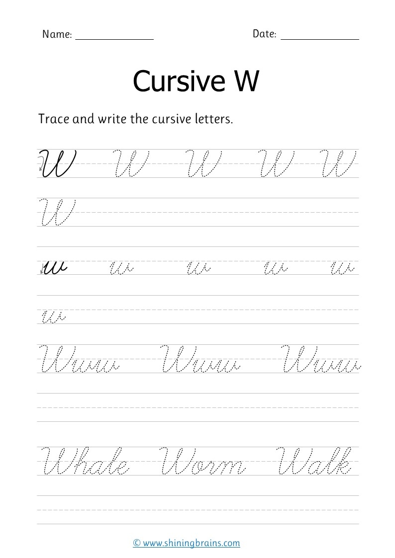 how do you write a cursive w