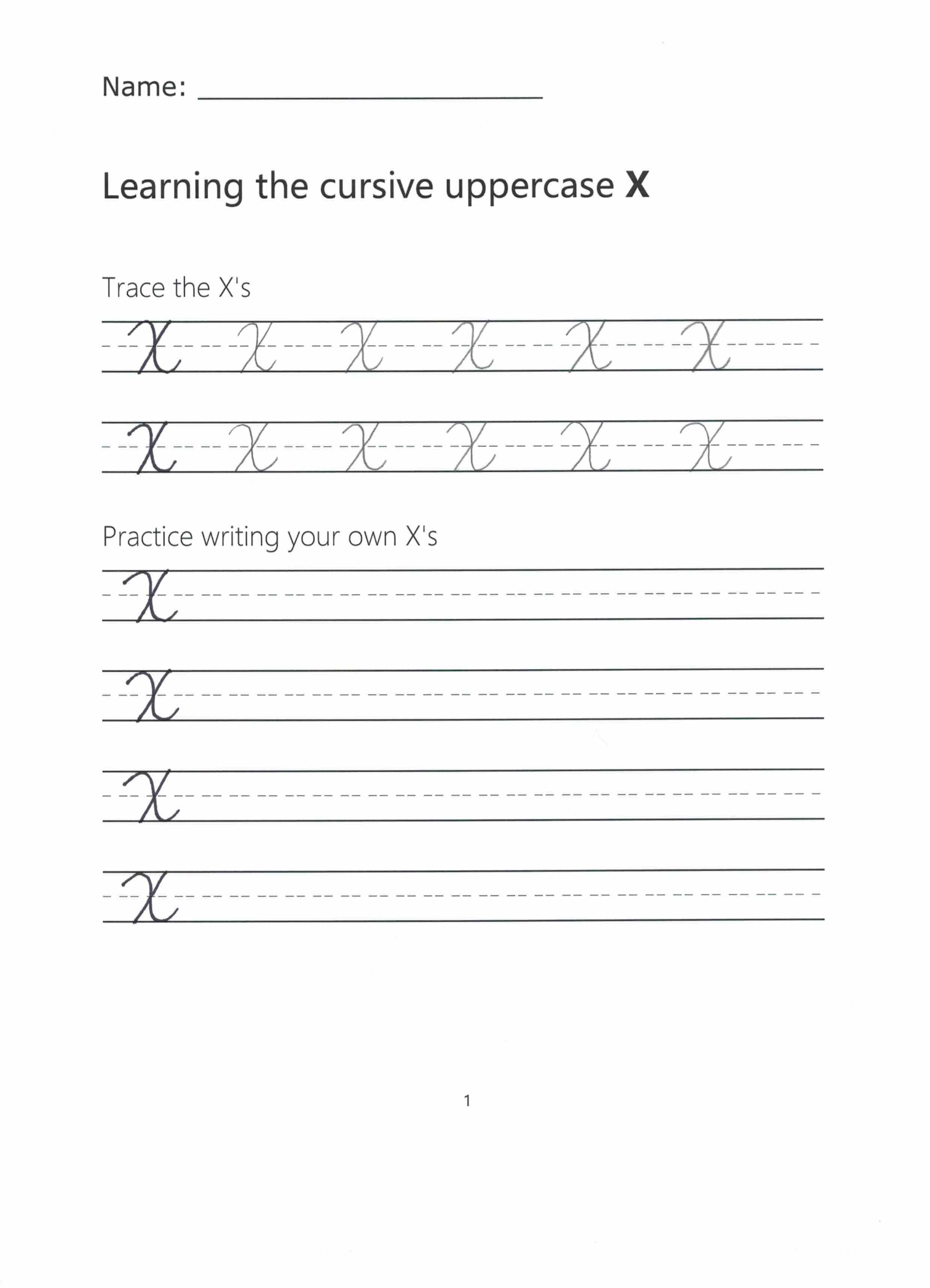how to write a cursive x