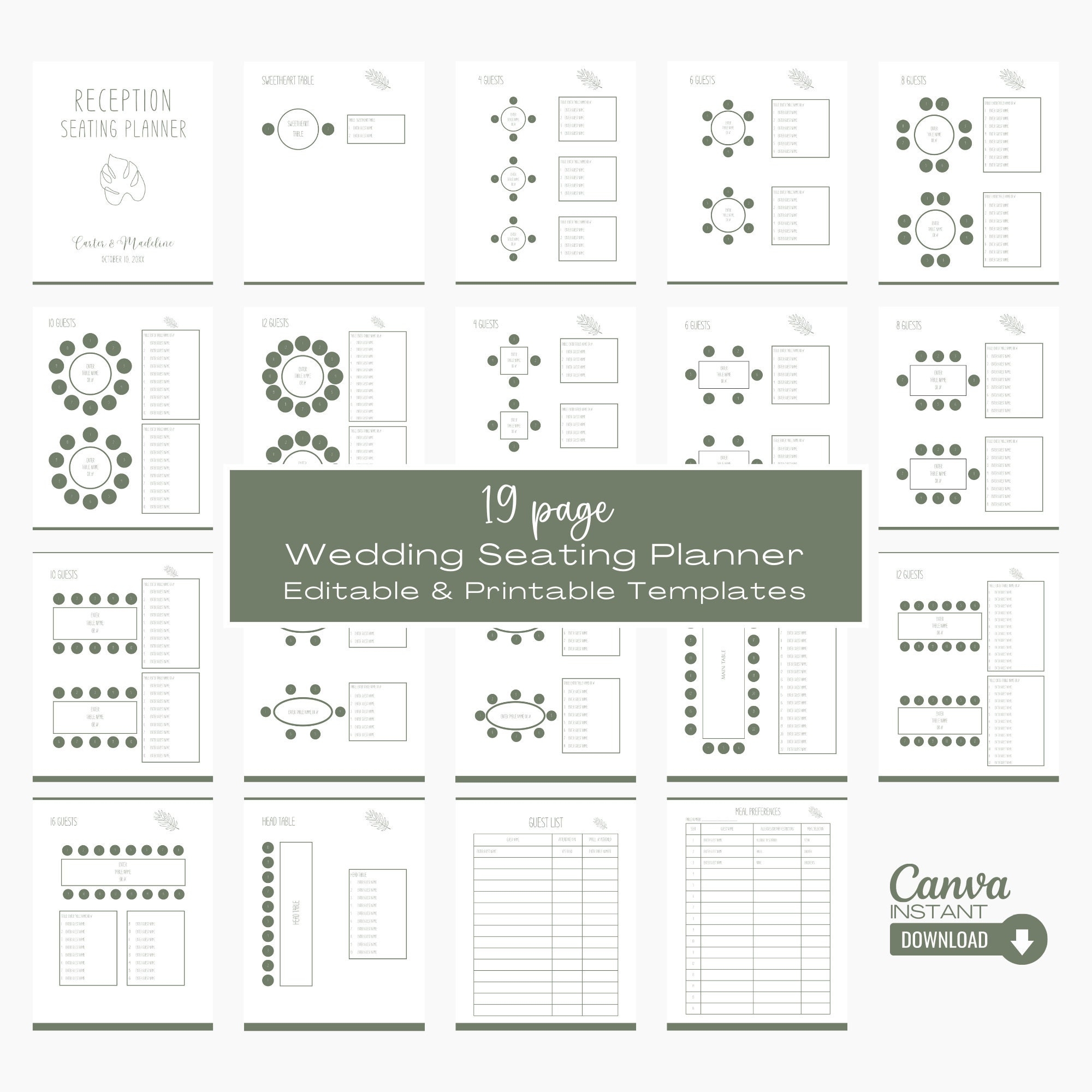 printable wedding seating chart