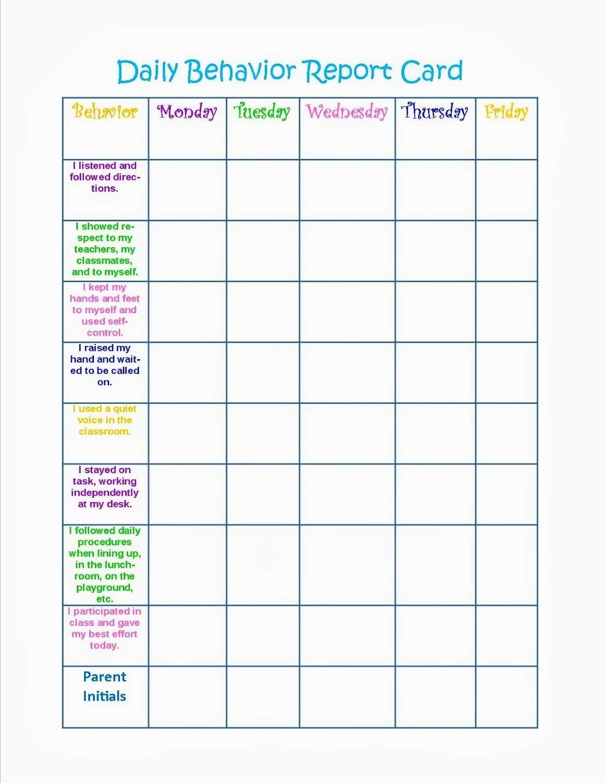 printable behavior charts