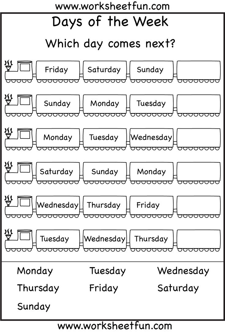 days of the week printables