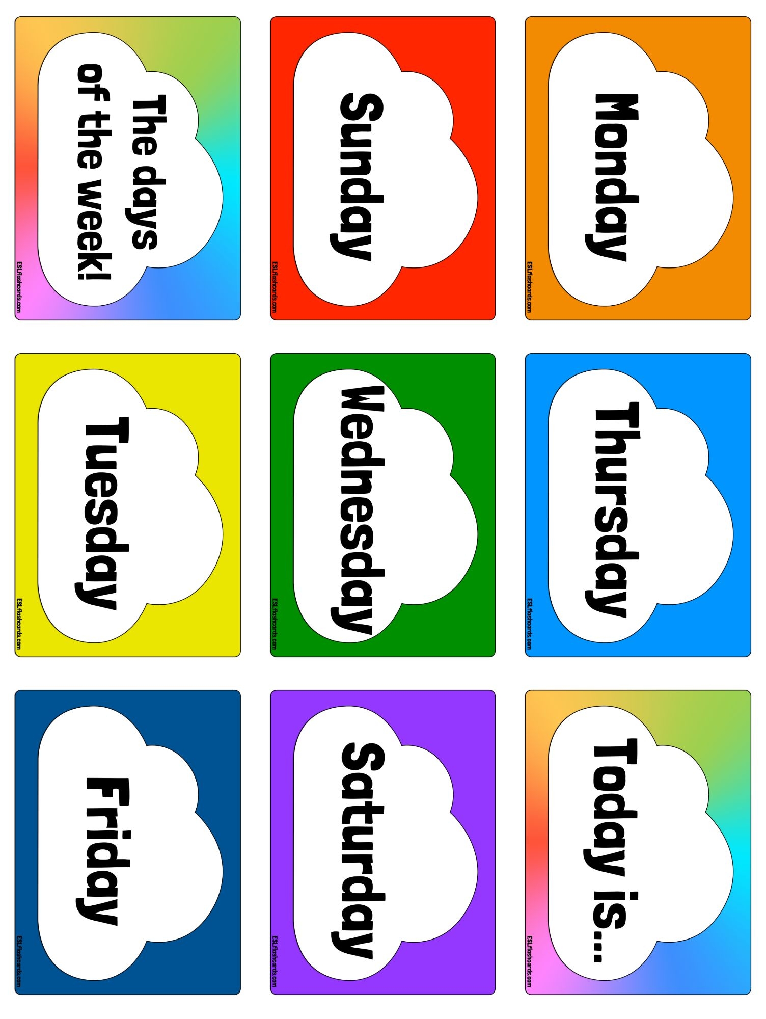 Days Of The Week Flashcards ESL Flashcards