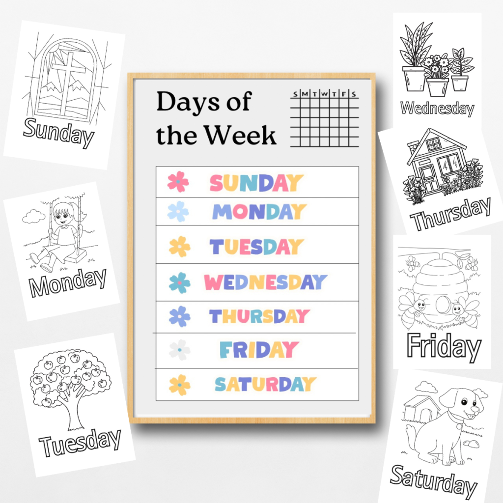 Days Of The Week Free Printable Display And Coloring Sheets Our Life Homeschooling