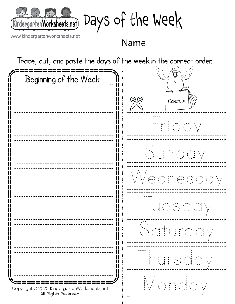 Days Of The Week Pdf Worksheets