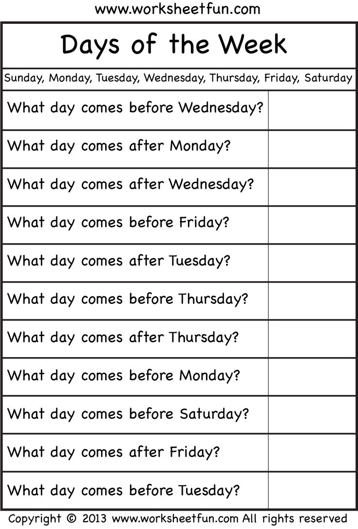 Days Of The Week Worksheet FREE Printable Worksheets