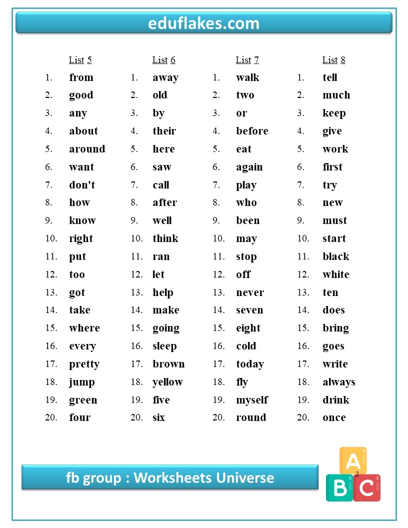Dolch Sight Words Pdf Teach To Read Eduflakes