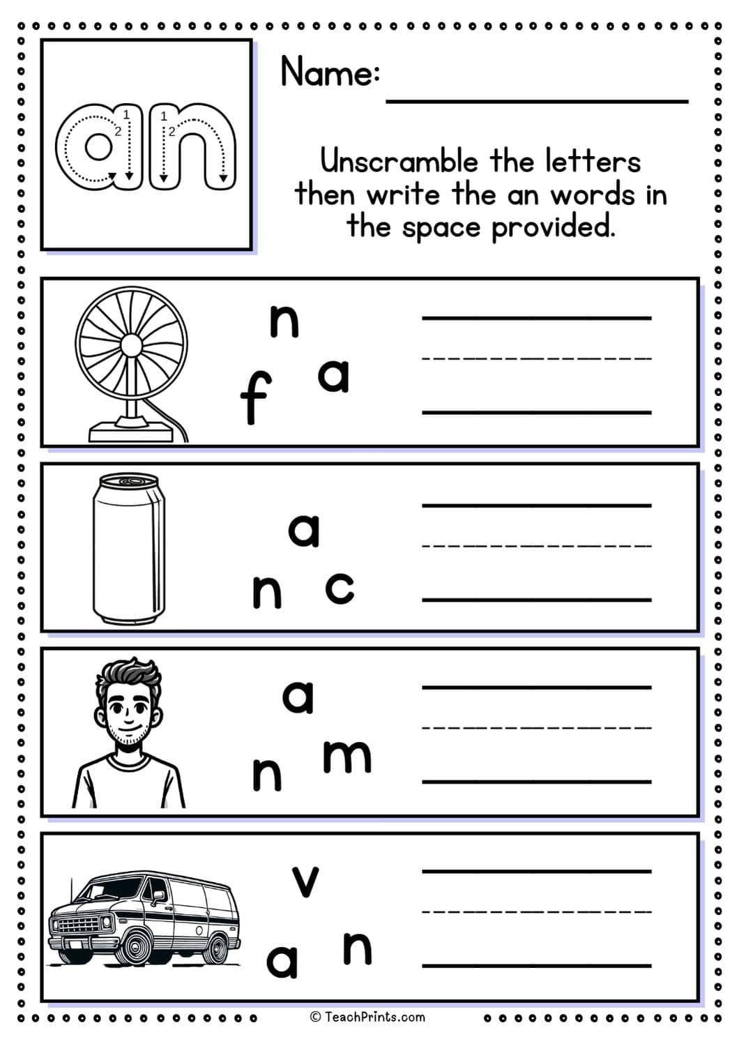 ap an at word family worksheets