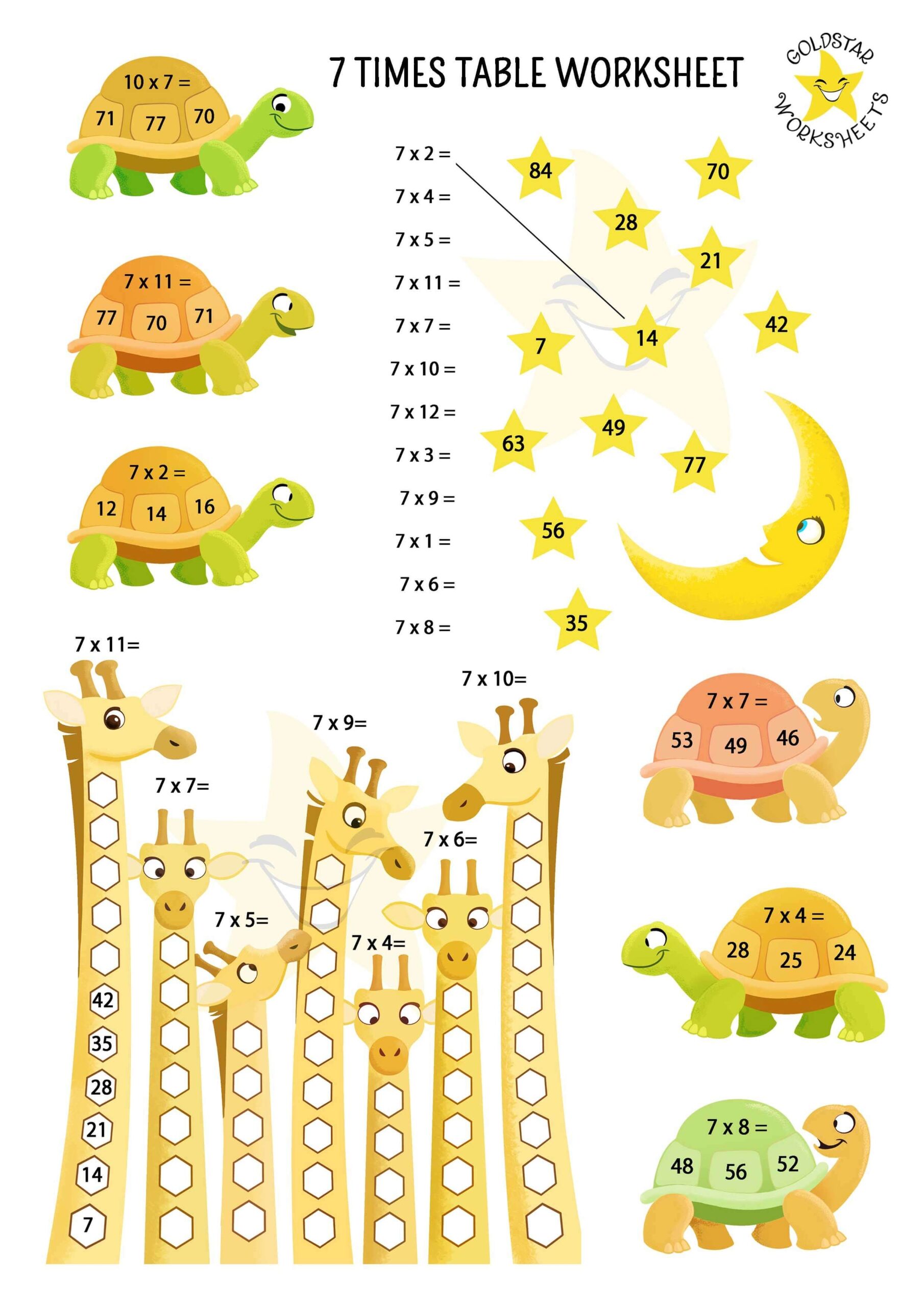 Free And Fun 7 Times Table Worksheets Beautifully Designed For Kids 