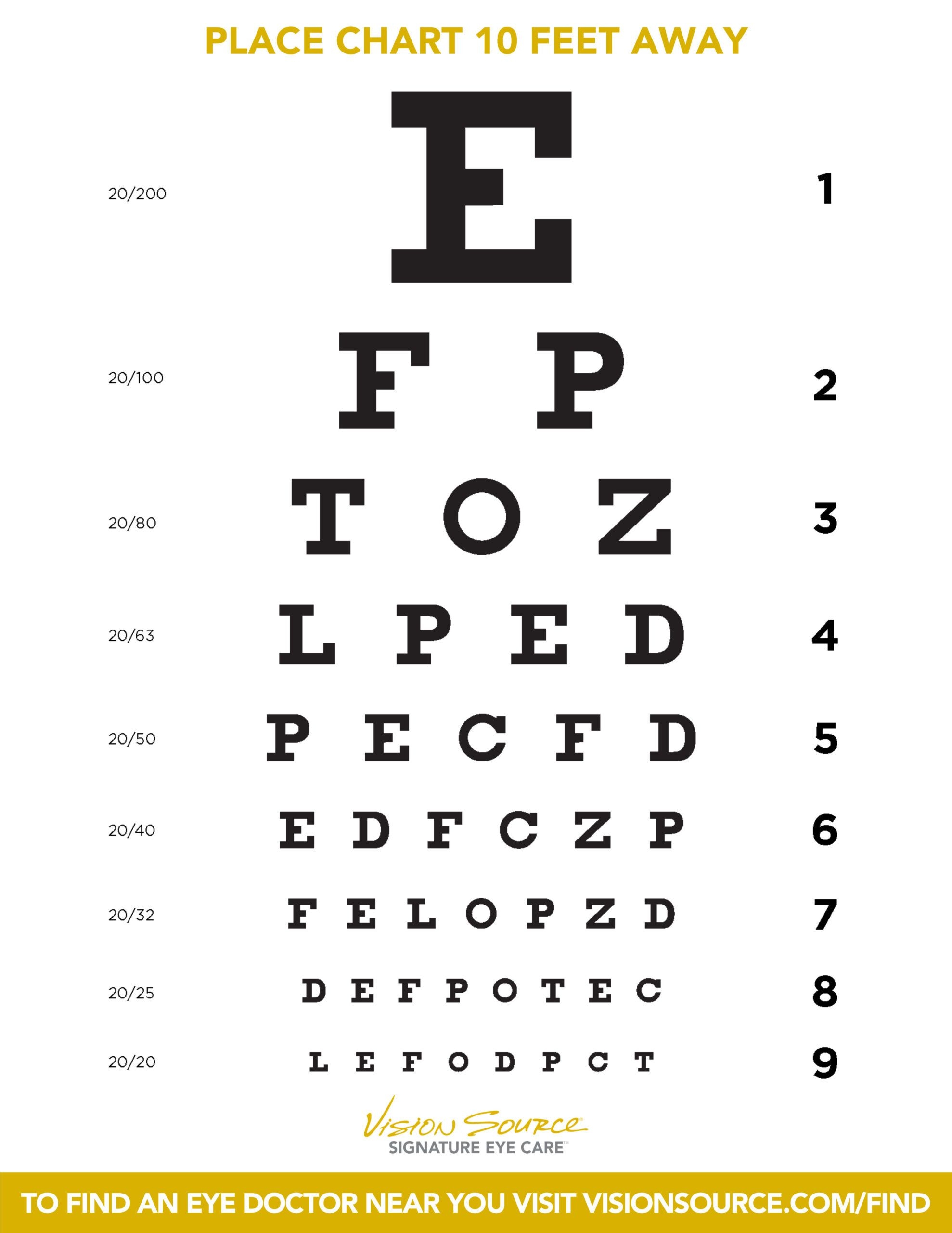 Vision Test Chart Printable