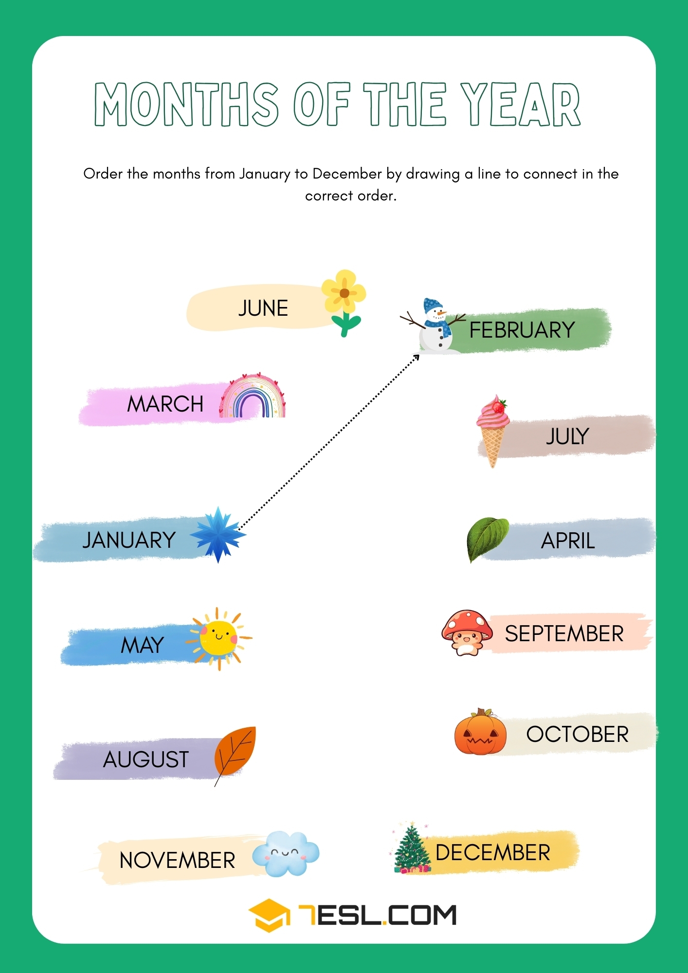 Free Months Of The Year Worksheets For Kids Printable PDF 7ESL