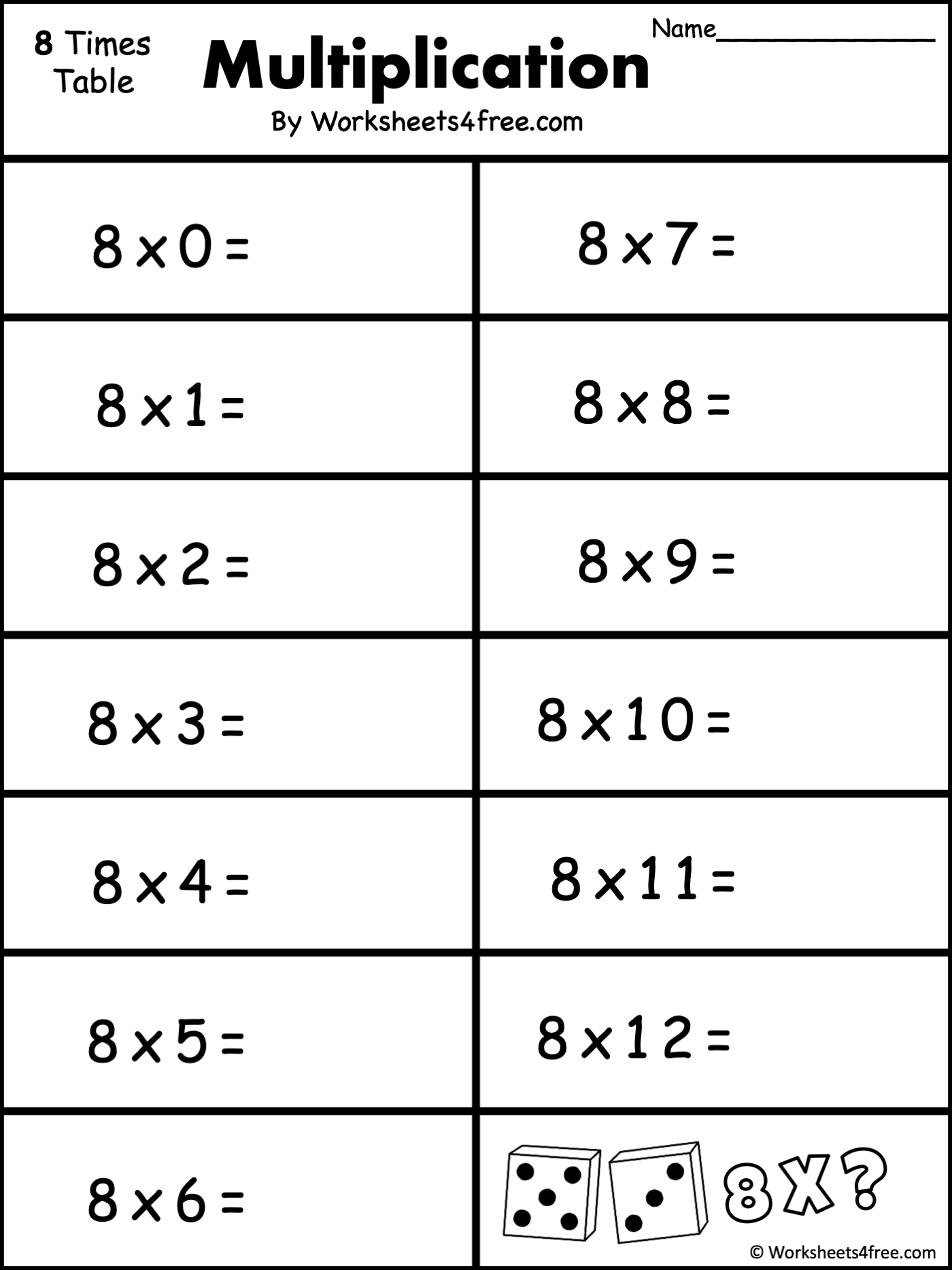 multiplication worksheets 8 times tables