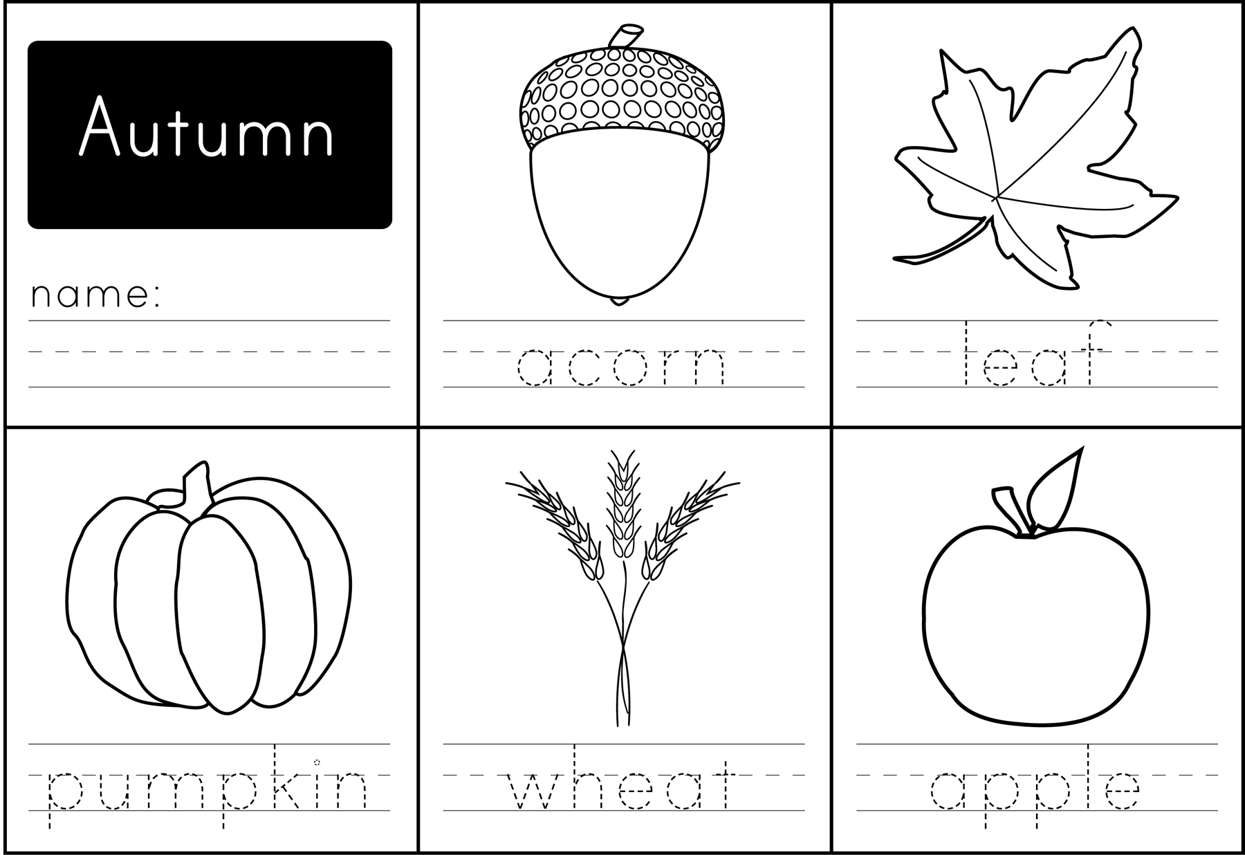 Autumn Worksheets Printable