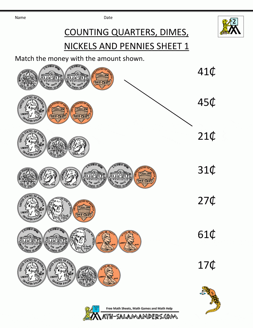 FREE Printable Counting With Coins Worksheets