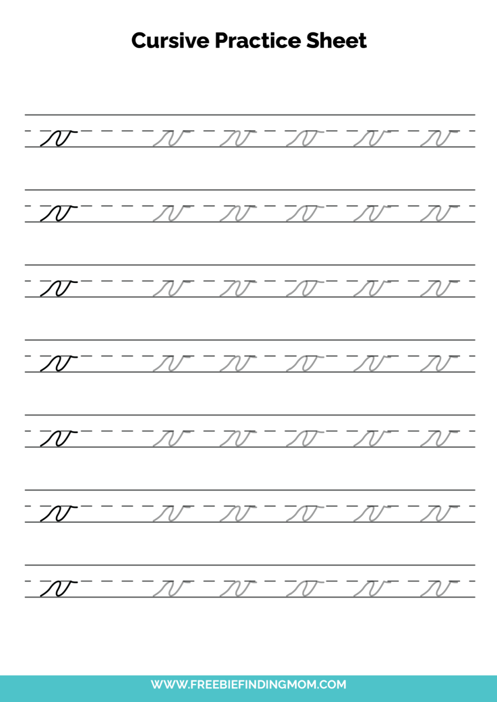 Free Printable Cursive Alphabet Practice Sheets Lowercase V