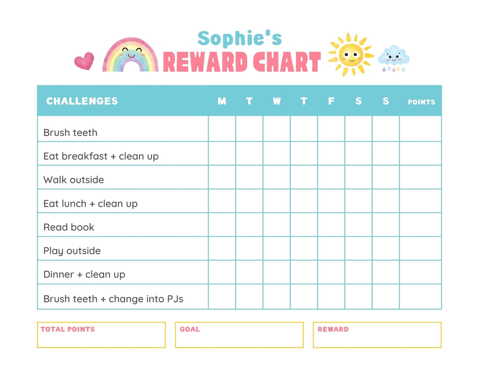 Free Printable Customizable Reward Chart Poster Templates Canva