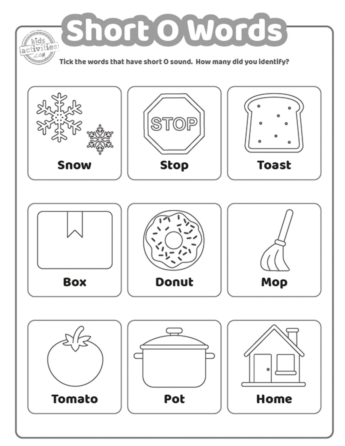 Free Printable Short O Words Worksheets Kids Activities Blog