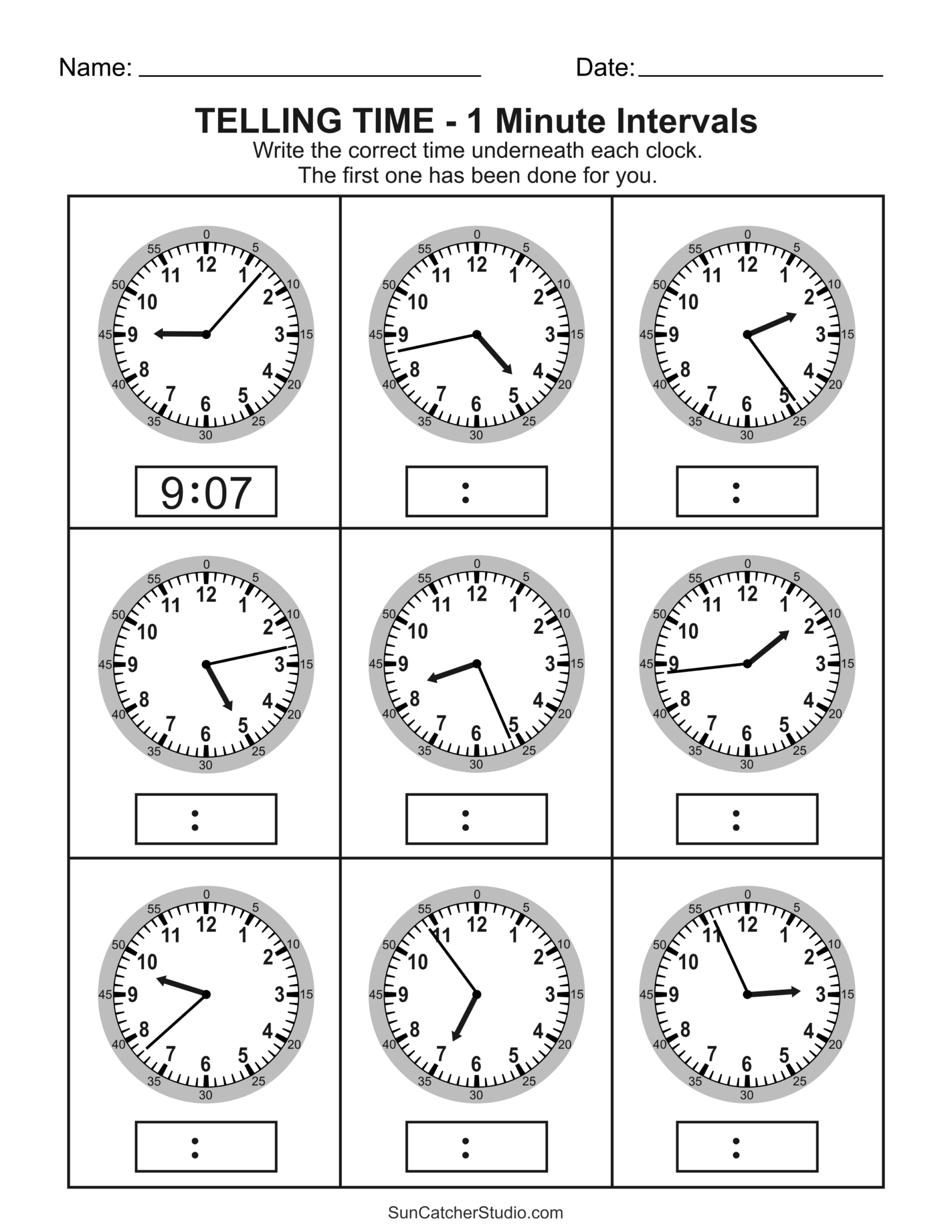 Free Printable Telling Time Worksheets Analog Clock Free Printables Lettering SVG Files Tools Apps
