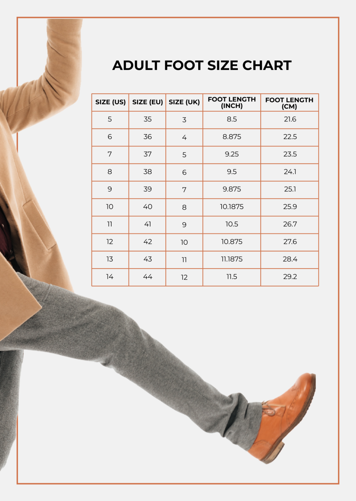 Free Shoe Size Chart Templates Editable And Printable Free Shoe Size Chart Templates Editable And Printable