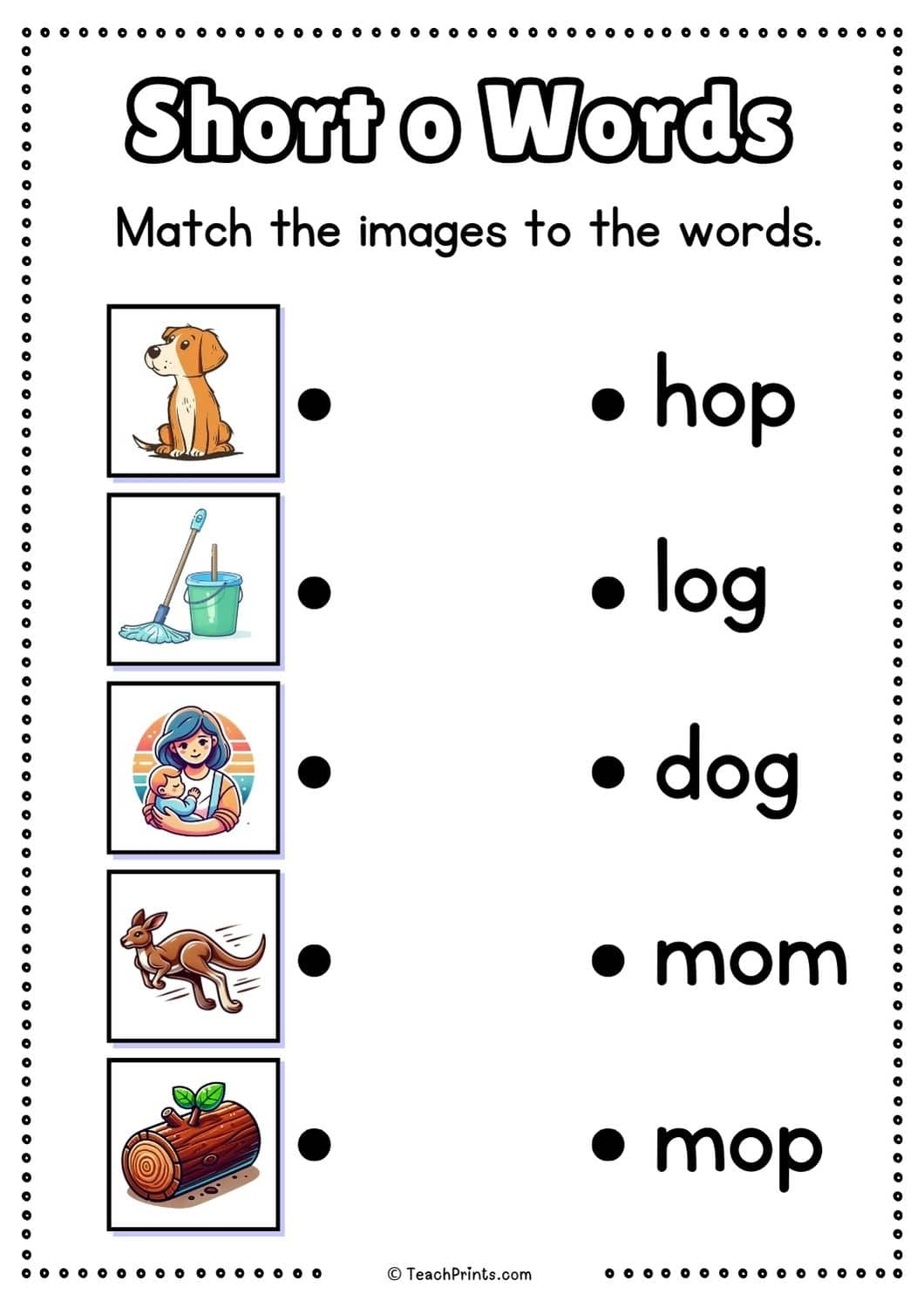 Free Short O Words Worksheets Teach Prints