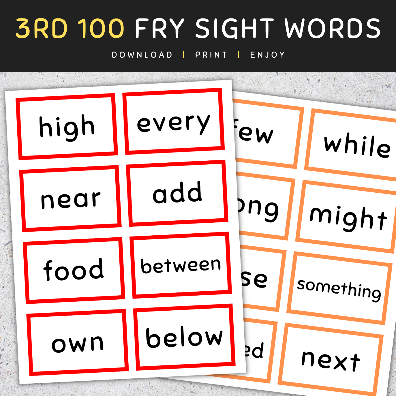 Fry Sight Words Flash Cards Fry s Third 100 Sight Words 201 300 Made By Teachers