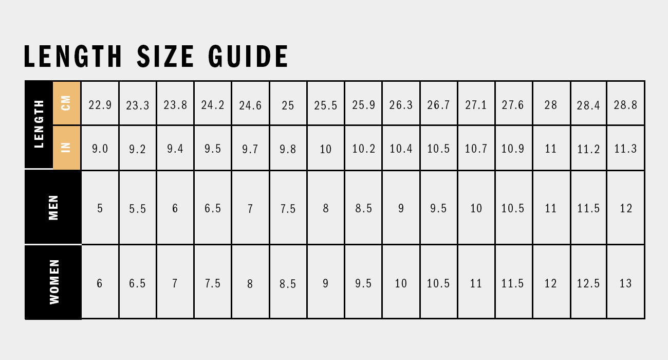 Printable Shoe Size Chart