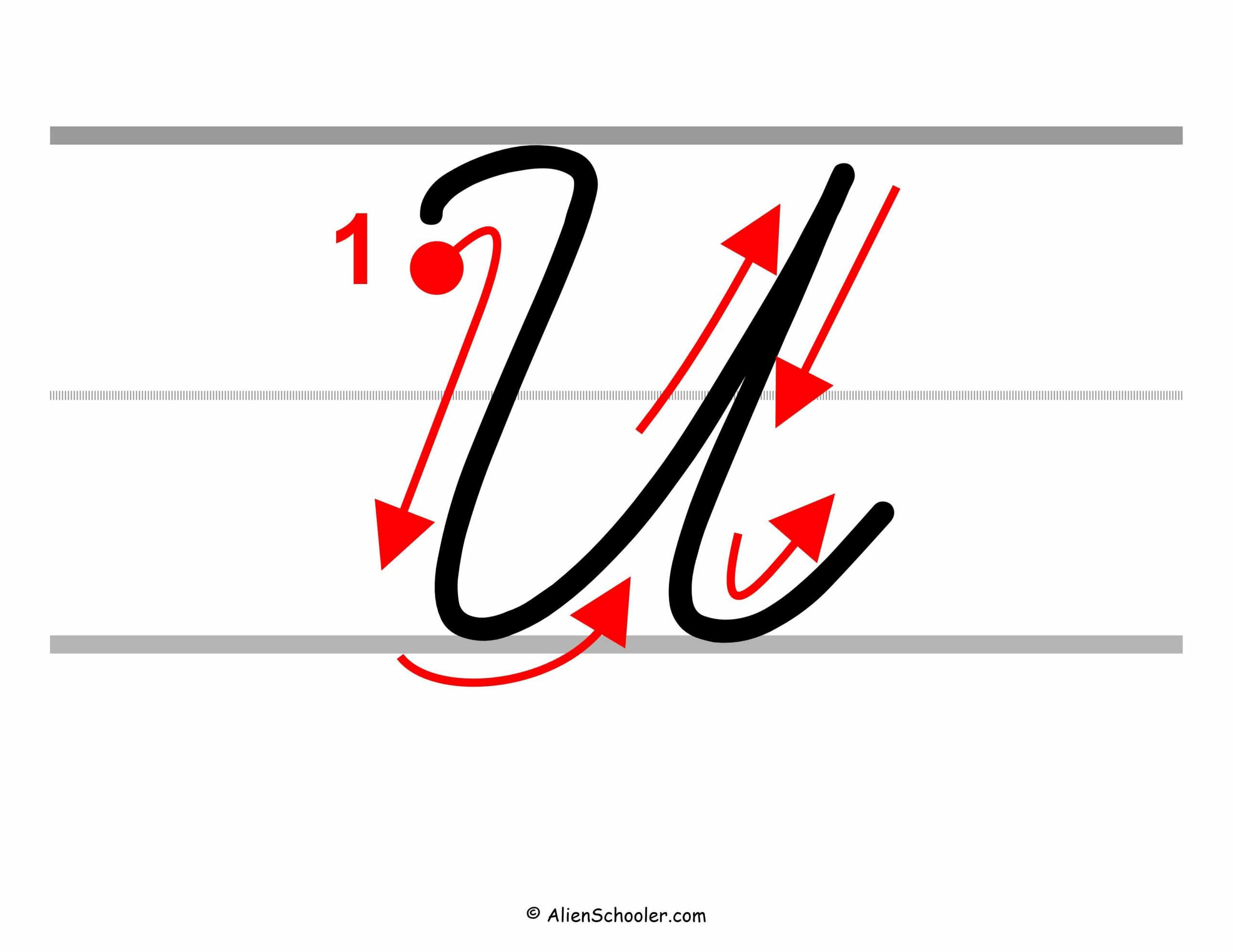 how to write cursive u