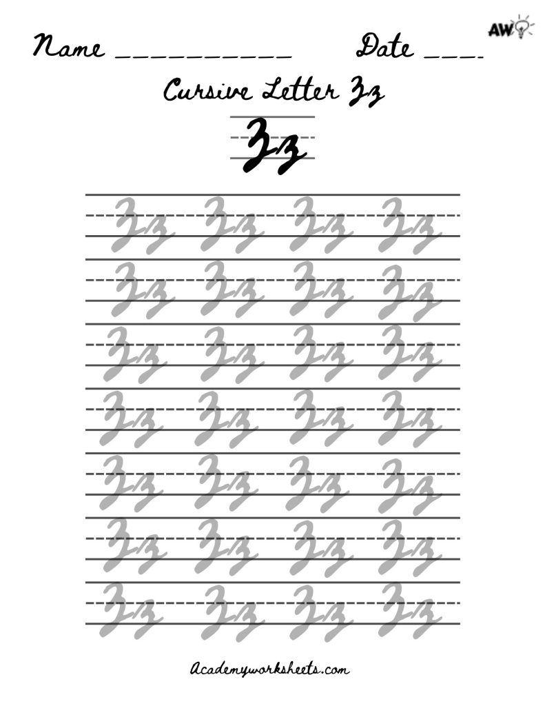 How To Write Z In Cursive Academy Worksheets