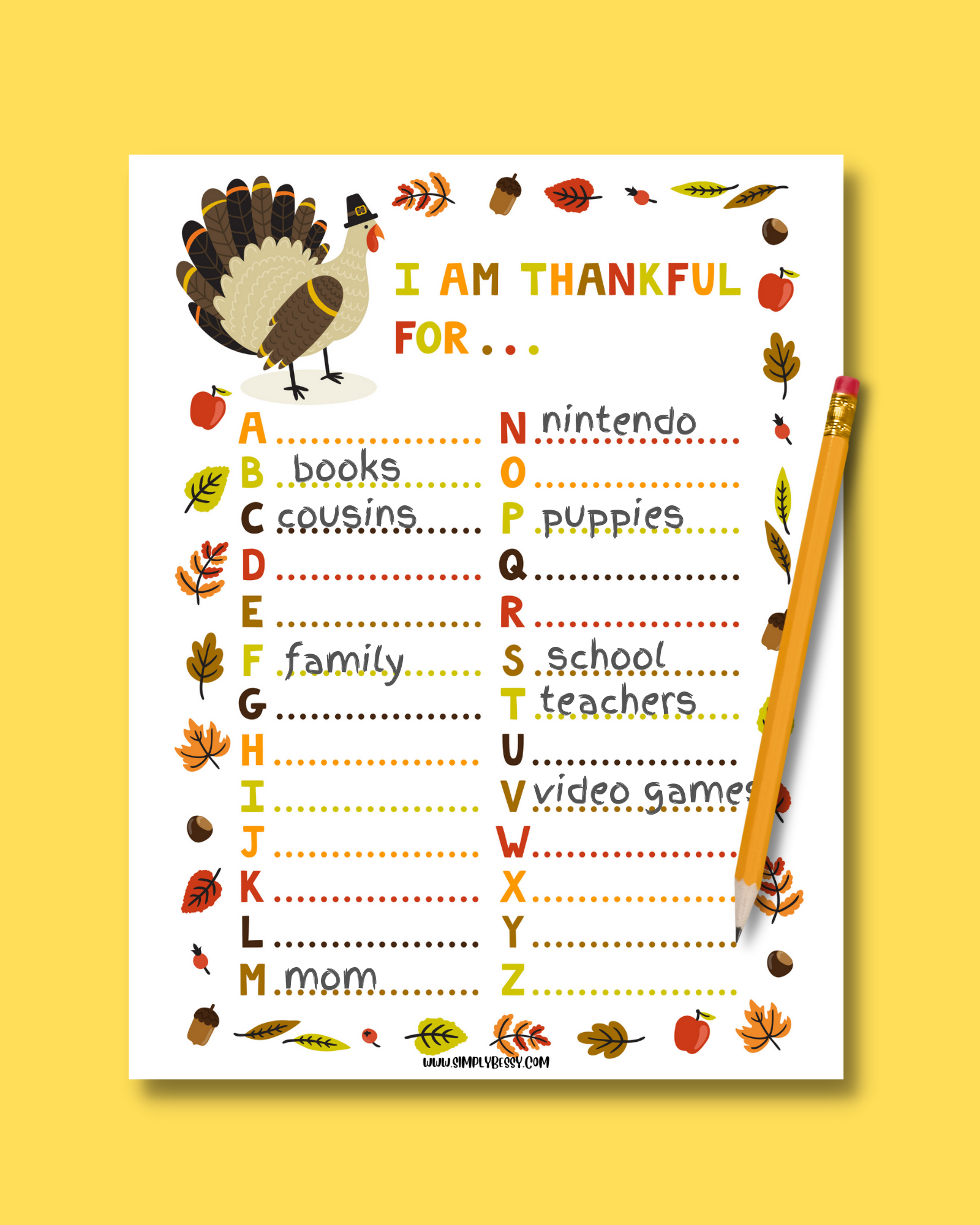 I Am Thankful For Worksheet For Kids Made With HAPPY I Am Thankful For Worksheet For Kids Made With HAPPY