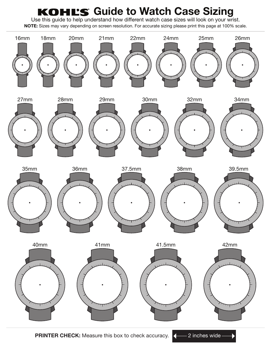 printable watch band size chart printable watch band size chart