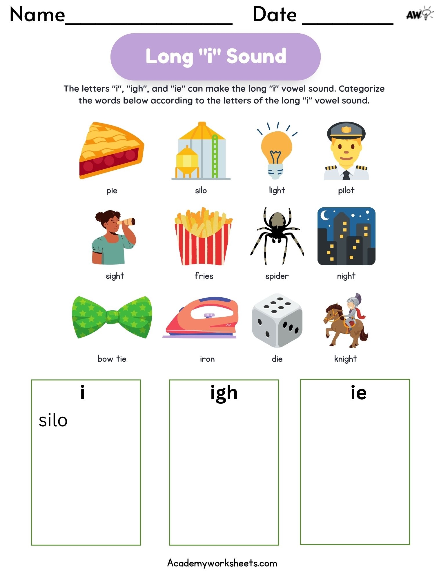 long i worksheets for kindergarten