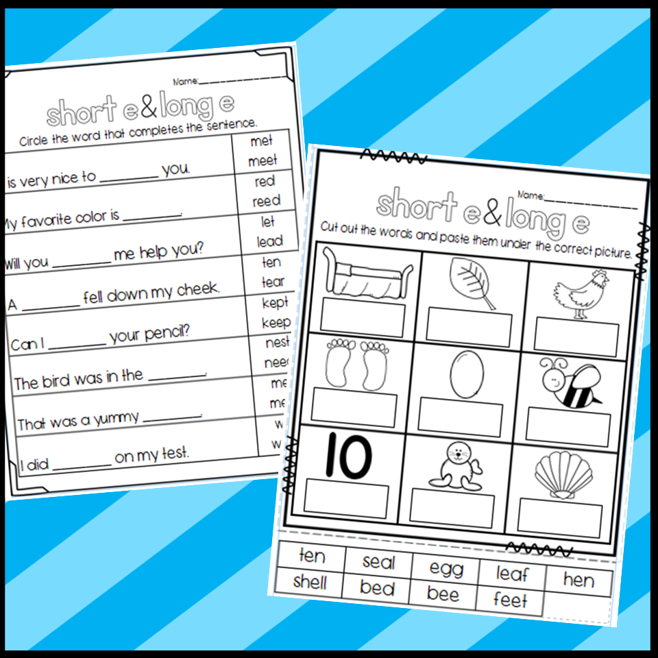 Long E And Short E Worksheets Cut And Paste Sorts Cloze Sentences And More Made By Teachers Long E And Short E Worksheets Cut And Paste Sorts Cloze Sentences And More Made By Teachers