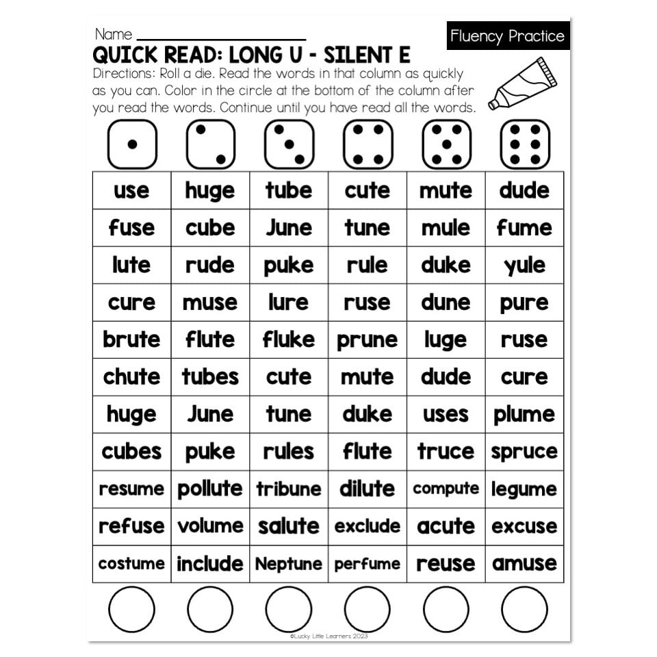 Lucky To Learn Phonics Silent E Long U Quick Read Fluency Practice Lucky Little Learners Lucky To Learn Phonics Silent E Long U Quick Read Fluency Practice Lucky Little Learners