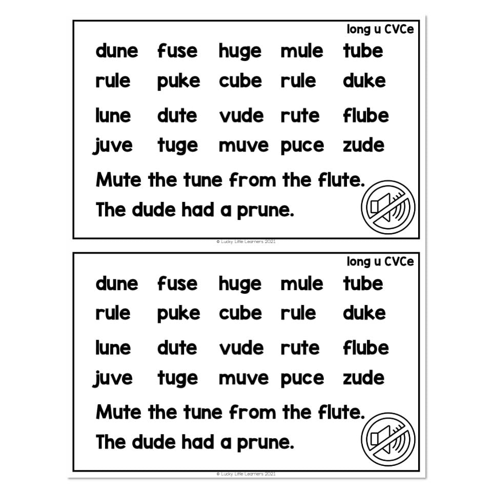 Lucky To Learn Phonics Silent E Long U Word And Sentence List Lucky Little Learners Lucky To Learn Phonics Silent E Long U Word And Sentence List Lucky Little Learners