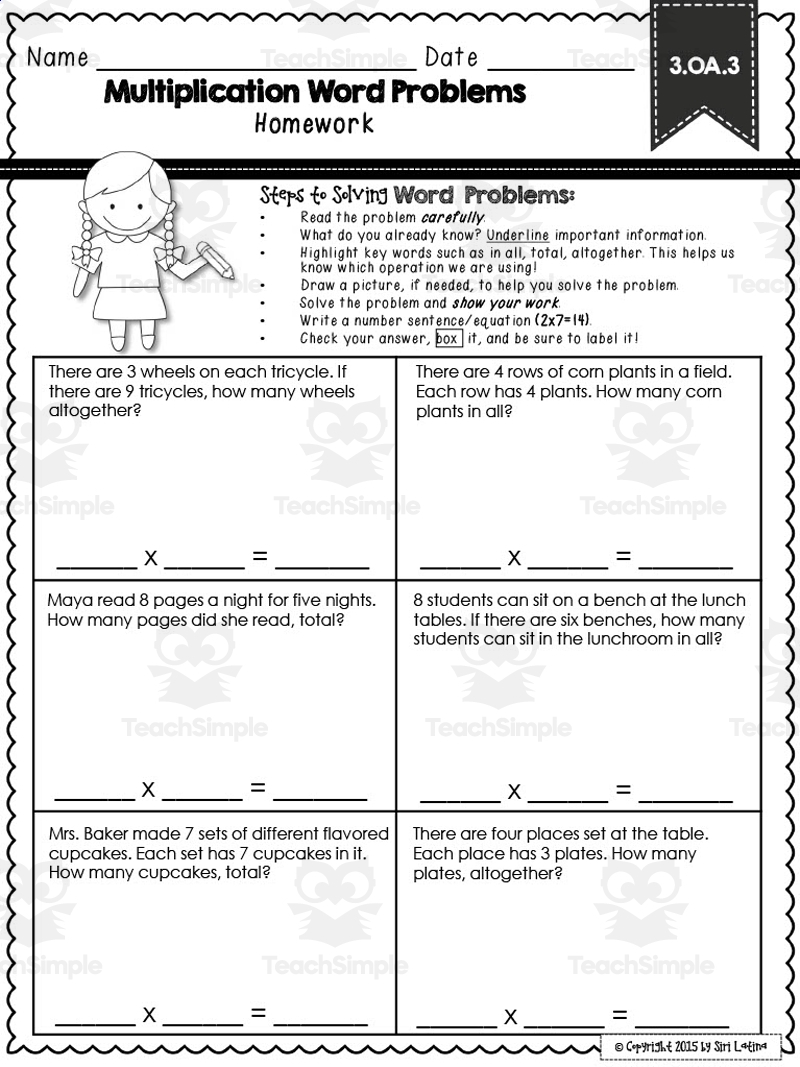 simple multiplication word problems