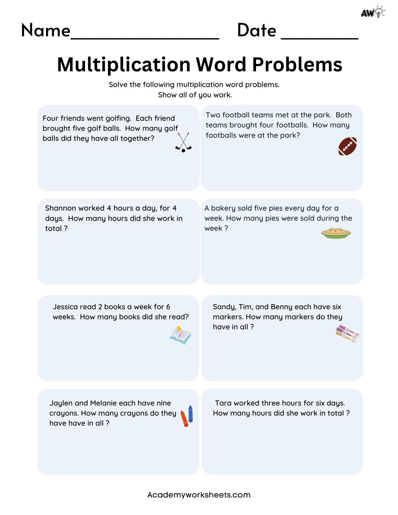 multiplication word problems pdf