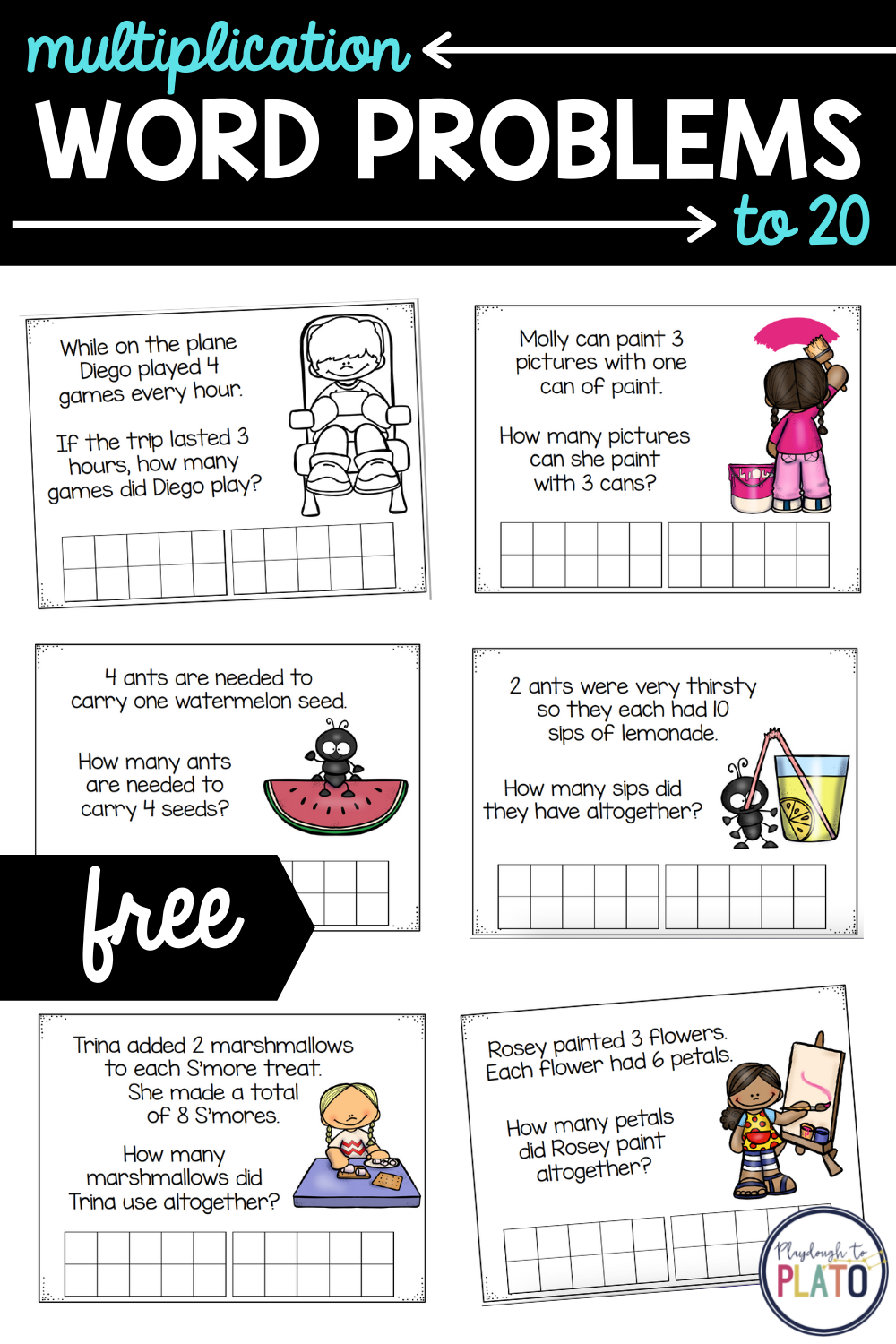 Multiplication Word Problems To 20 Playdough To Plato