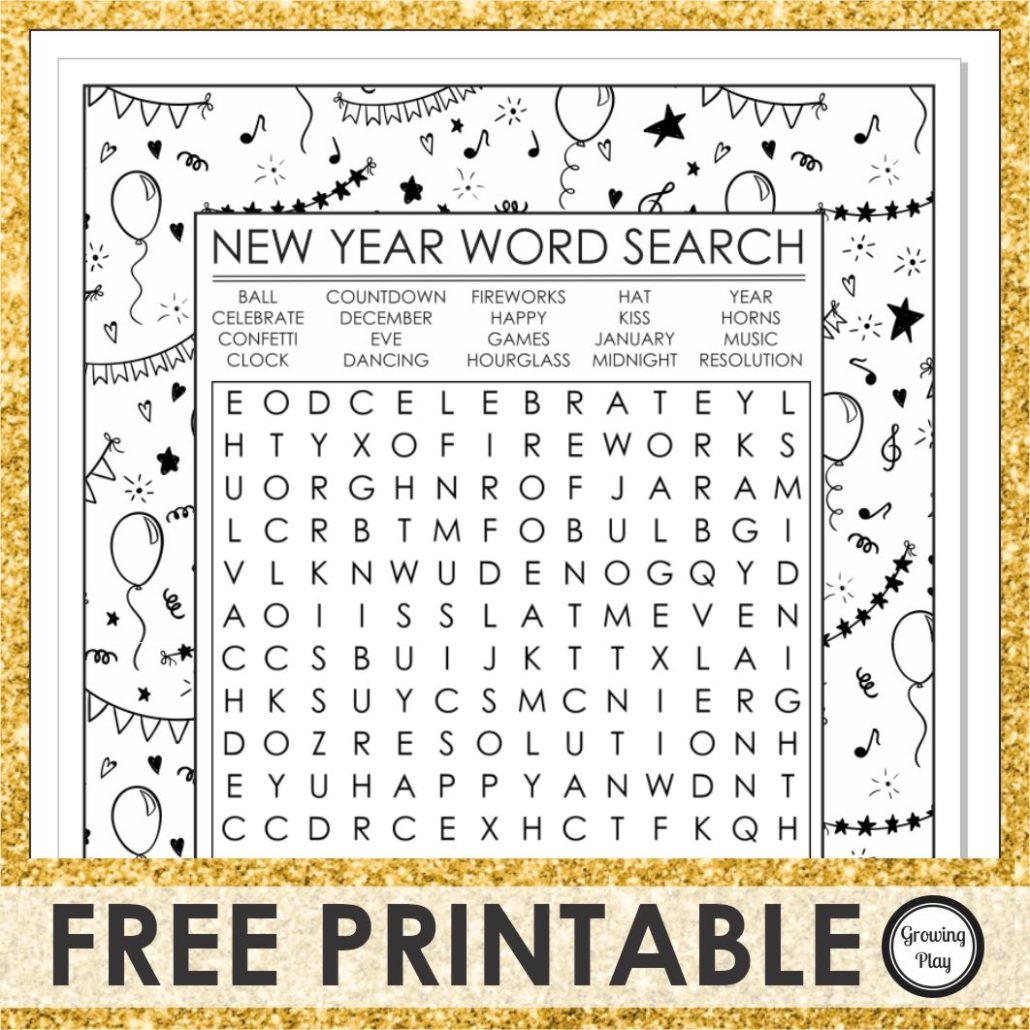 new year word search printable