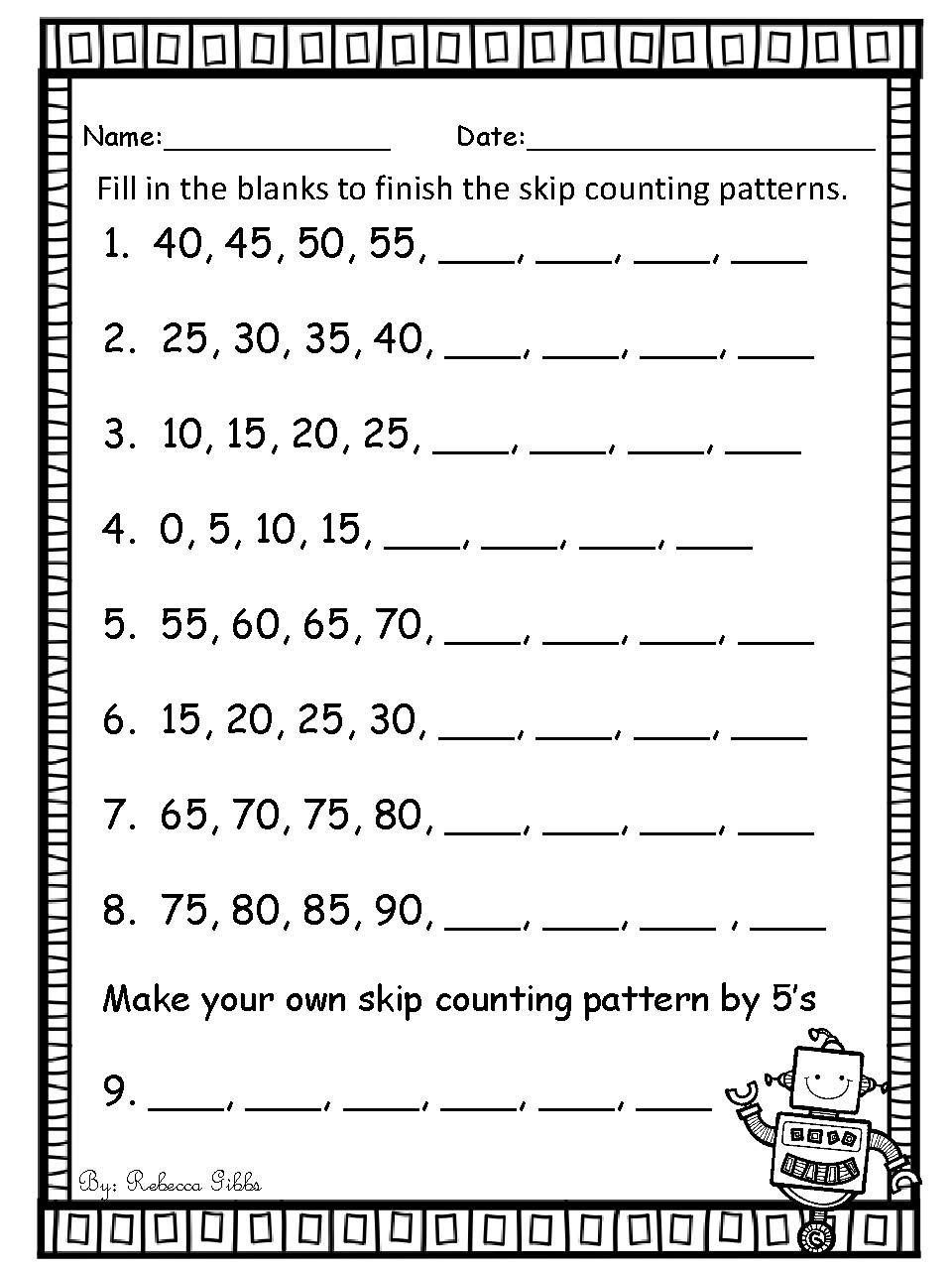 skip counting by 5 worksheet