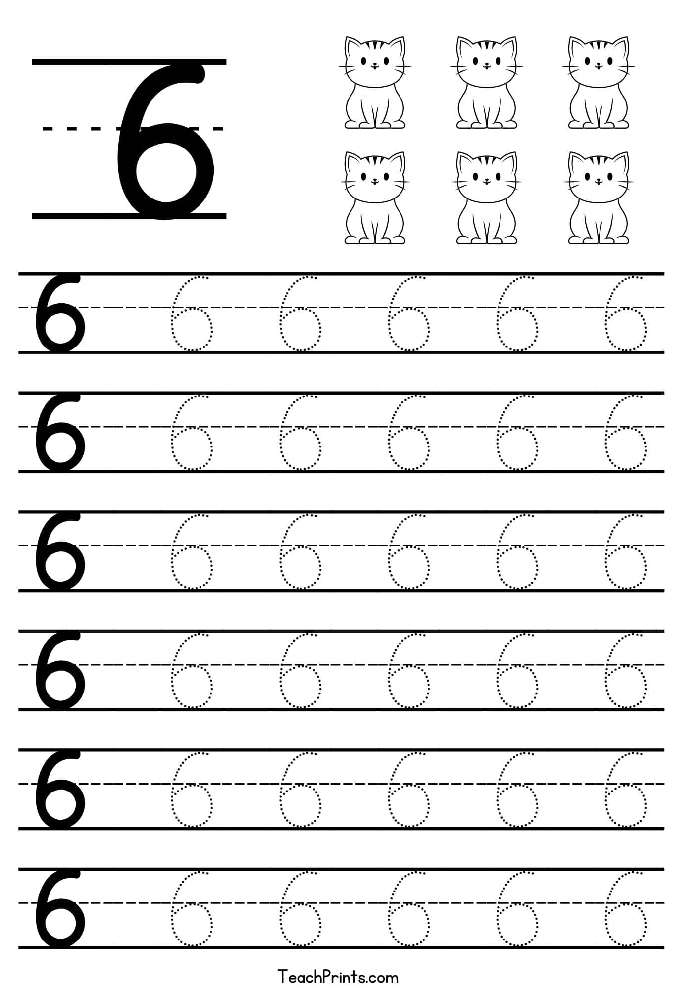 Number 6 Tracing Worksheets Free Printables Teach Prints